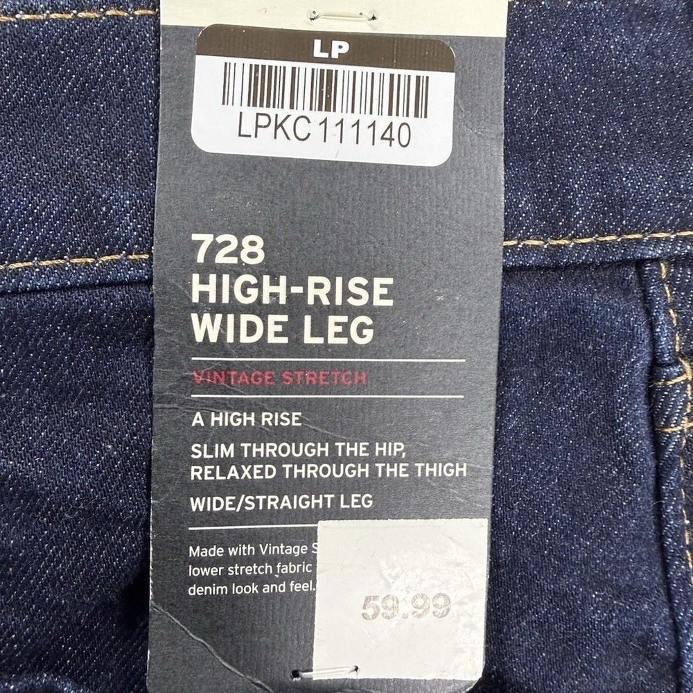 Levi's 728 Jeans Women's 32x32 Premium High-Rise Wide Leg Denim Stretch Blue NWT - Picture 14 of 15